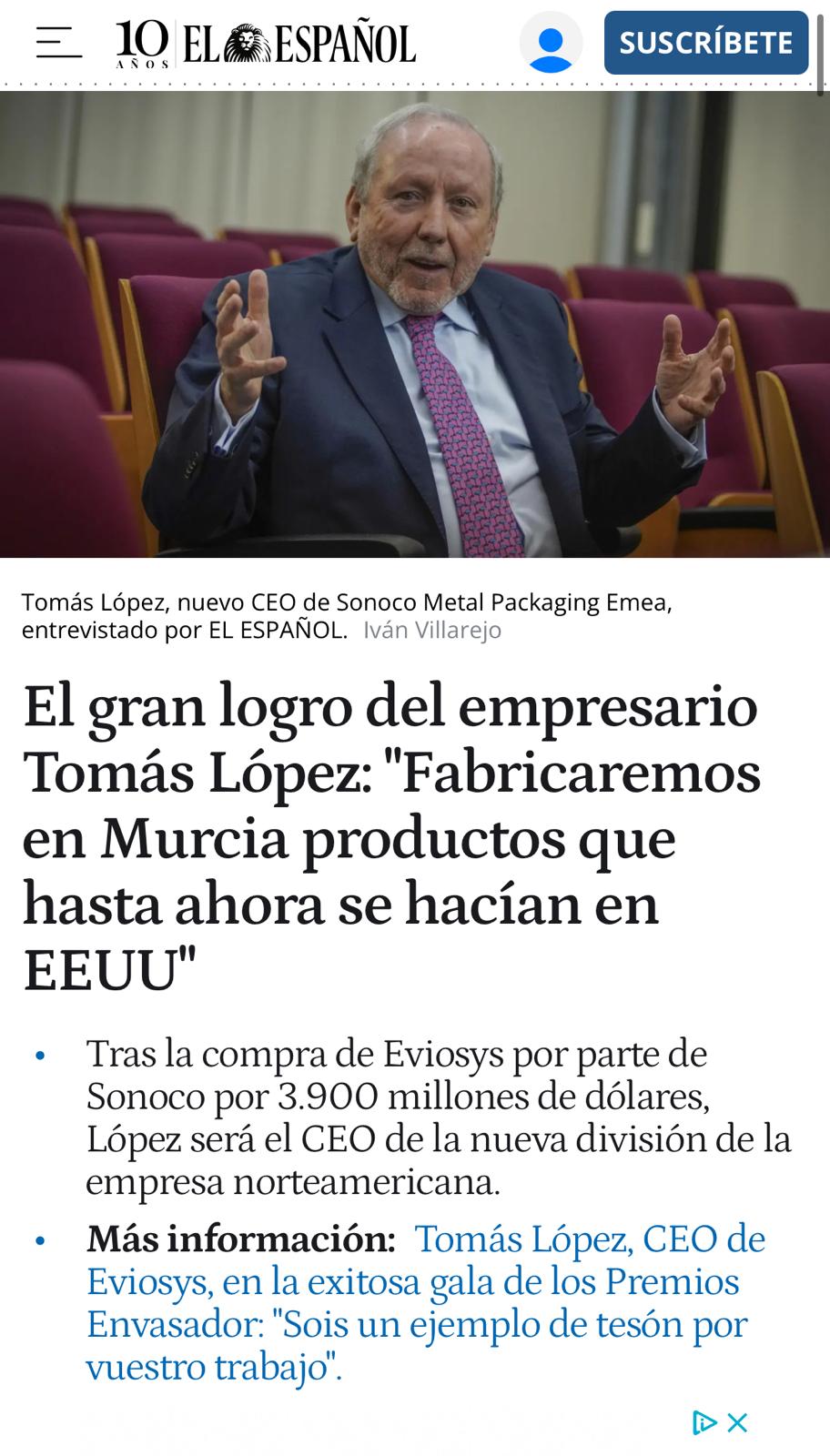 Entrevista a Tomás López CEO de Eviosys