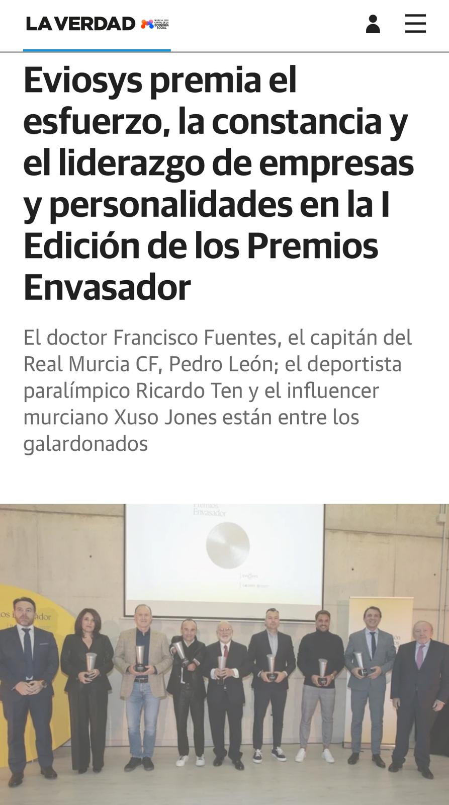 Eviosys premia el esfuerzo en la Primera Edición Premios Envasador