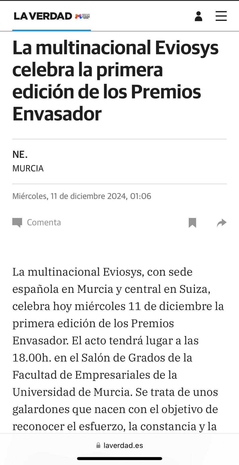 Eviosys celebra la I edición de los Premios Envasador