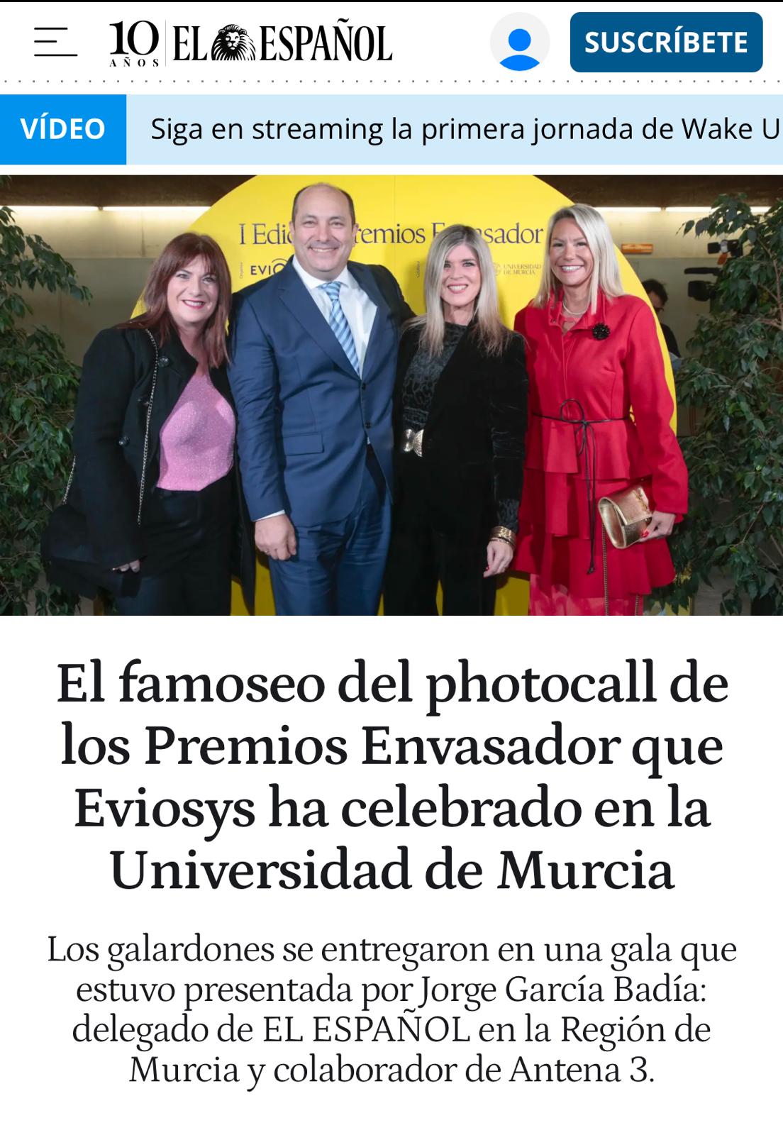Photocall de los Premios Envasador de Eviosys en Murcia